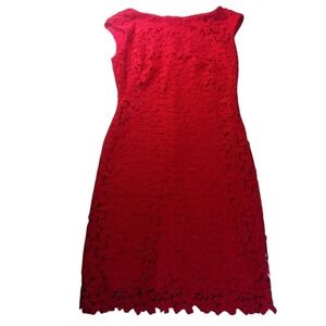 Lauren Ralph Lauren Red Lace Sheath Dress 0P Knee Length Formal Cocktail Holiday